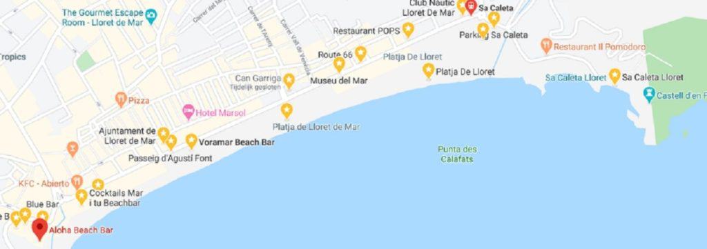 Boulevard de Lloret de Mar - en el mapa