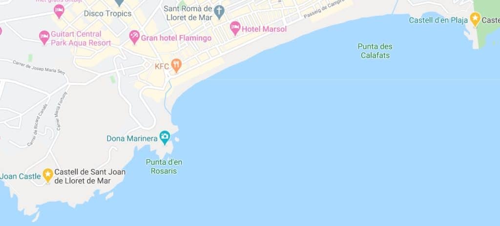 Castillo en Lloret de Mar en el mapa