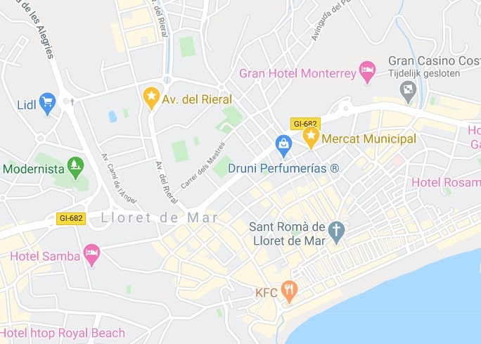 Mercado en Lloret de Mar en el mapa