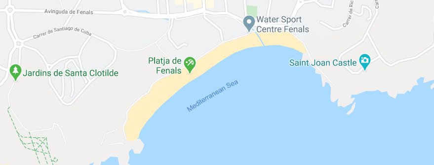 Playa de Fenals en Lloret de Mar en el mapa